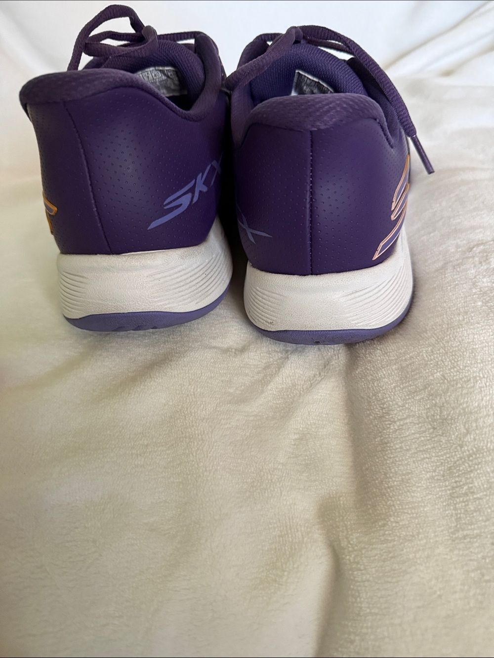 Skechers Women's Purple Athletic Sneakers with Orange Accents - Picture 6 of 9